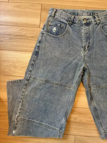 FU 로고 자수 라이트 블루 데님 팬츠