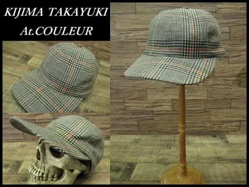 새상품급 키지마 타카유키 x 아테크루 크루 별주 글렌체크 캡 모자