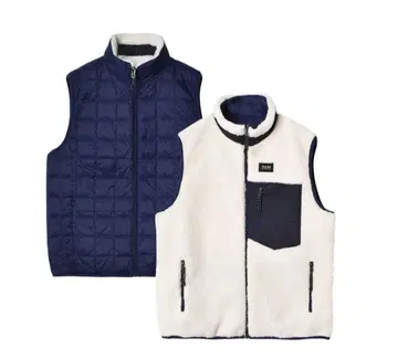 TAION 플리스 베스트 네이비/화이트 XL