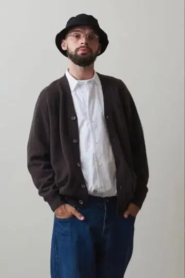 스티븐 앨런 안장 숄더 가디건 브라운 LOOSE XL