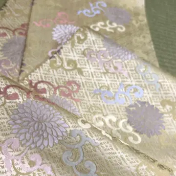 순수 실크 전통 후쿠로 오비 [ 꽃+덩굴 패턴 ]