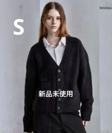 [ CLEL ] 알파카 블렌드 샤기 V넥 가디건 미사용 새상품