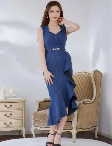 jewels 다크 블루 프릴 랩 드레스 [ 벨트 없음 ]