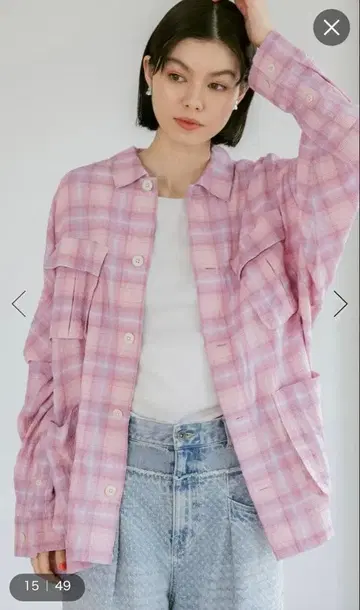 niko and - 니코앤드 밀리터리 시어 체크 셔츠 핑크