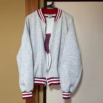 VARSITY 봄버 자켓 그레이/레드