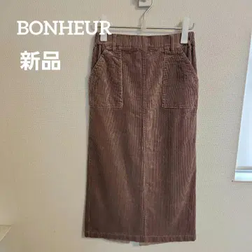 새상품 [ BONHEUR ] 코듀로이 타이트 스커트 슬릿 입 살몬 핑크