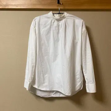 mylanka 화이트 컬러 목 프릴 긴팔 블라우스 셔츠