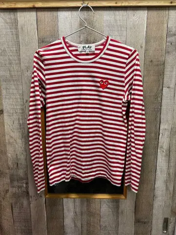 PLAY 빨흰 스트라이프 긴팔 T셔츠