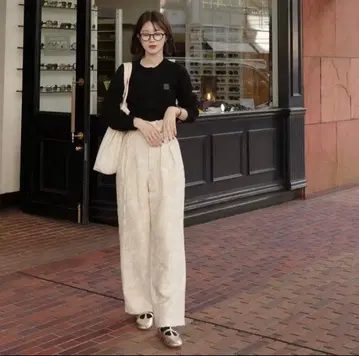 Eaphi JACQUARD HIGH WAIST PANTS