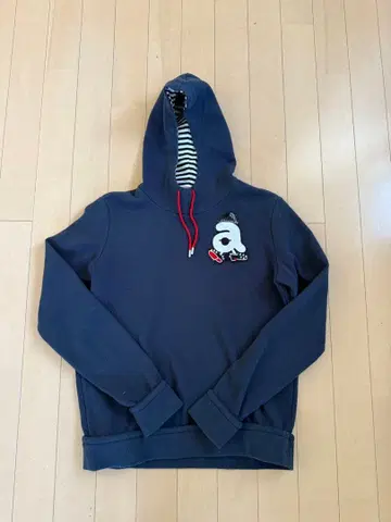 네이비 후드 부착 스웨터 38