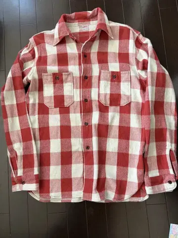 WAREHOUSE 레드 화이트 체크 플란넬 셔츠 XL