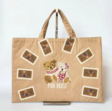 [ 새상품급 ] PINK HOUSE 핑크하우스 코듀로이 곰 토트백