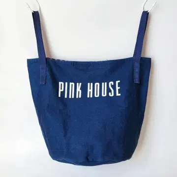 PINK HOUSE 핑크하우스 블루 데님 로고 퀼팅 토트백