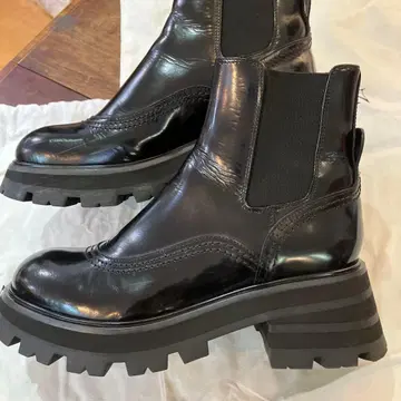 알렉산더 M 블랙 사이드 고어 부츠 통굽