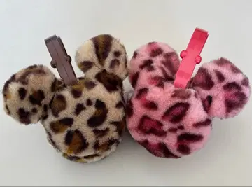 디즈니 미키 레오파드 무늬 귀도리 2색 세트