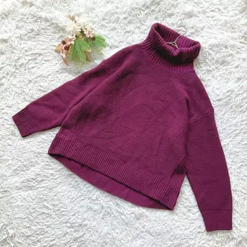 미사용 글로벌 워크 (L) 터틀넥 니트 풀오버 울