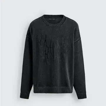 ZARA 워시드 자수 스웨터