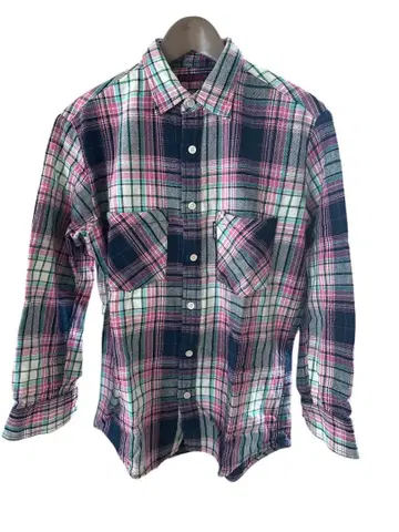 BLUE/BLUE 체크 무늬 플란넬 셔츠 사이즈 2