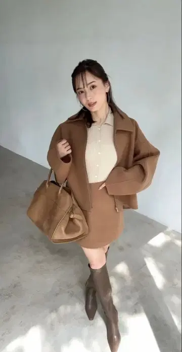 anuans 리버 울 미니 스커트 CAMEL