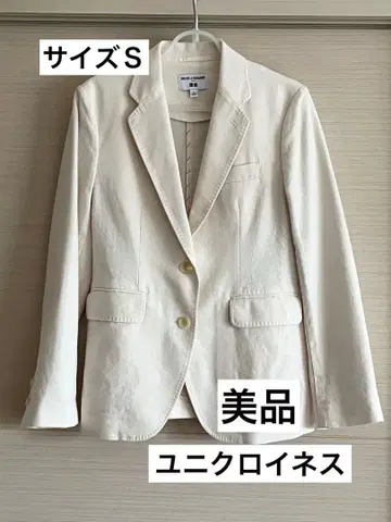 [새상품급] 유니클로 이네스 아이보리 코튼 린넨 테일러드 자켓 S