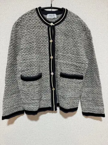 오페크 도트 클립 트위드풍 가디건