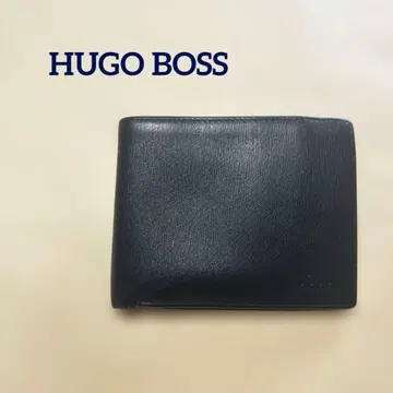 HUGO BOSS 블랙 가죽 이단 접이식 지갑