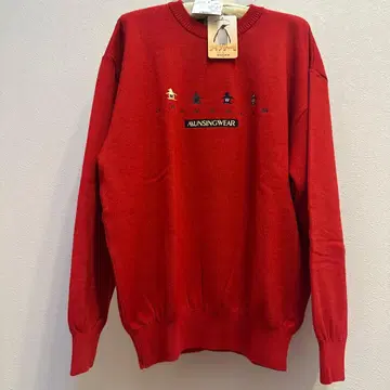 ALUNSINGWEAR 자수 디자인 레드 스웨터