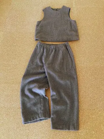 울 100% 팬츠 베스트 셋업