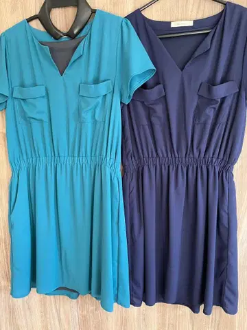 DOUX ARCHIVES 틸 네이비 반팔 원피스 무릎 기장