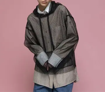 MAISON SPECIAL Diamond Mesh Hoodie/BLACK