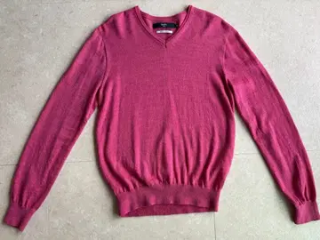 SHIPS V넥 니트 스웨터 긴팔 빨간색 핑크 계열 컬러