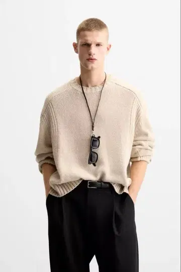 택 포함 새상품 ZARA 콤비네이션 리브 니트 스웨터