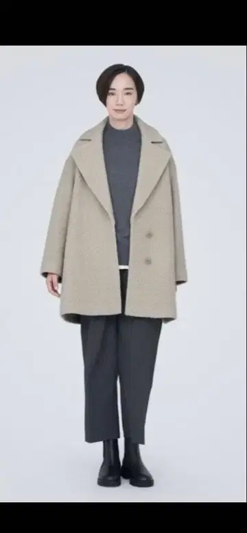 무인양품 재생 울 혼방 보아 코트 S