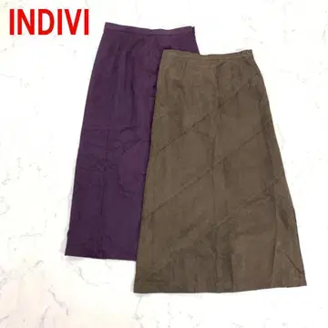 A4811 인디비 롱 스커트 2세트 스웨이드 브라운 보라색 38