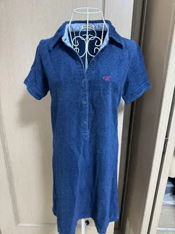 hysteric glamour 네이비 반팔 셔츠 원피스 타월 원단