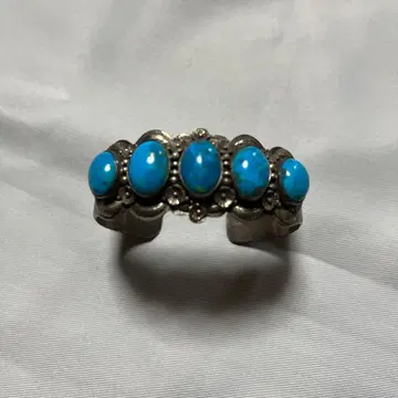 터콰이즈 원석 5개 실버 뱅글