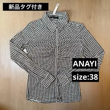 택 포함 새상품 ANAYI 아나이 하운드투스 체크 패턴 셔츠 상의