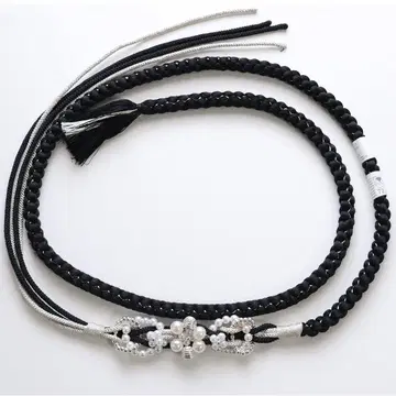 새상품 허리띠 후리소데용 펄 블랙 계열 실버색 성인식 촬영용