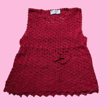 빨간색 가을/겨울 베스트 핸드메이드 걸리시 니트 강사 손뜨개질 허리