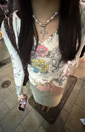 y2k 갸루 페어리 크런치 후드티 꽃무늬