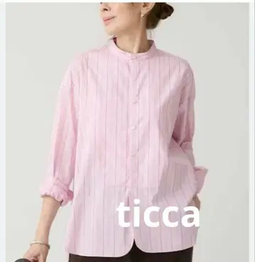 TICCA 핑크 스트라이프 긴팔 셔츠 F