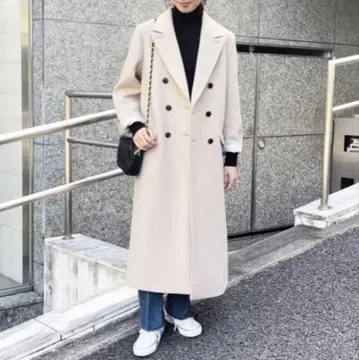 Spick and Span 베이지 더블 브레스트 롱 코트