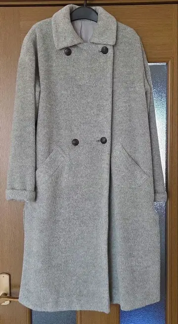 Gabardine K.T 그레이 더블 브레스트 롱 코트