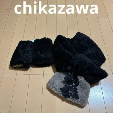 새상품 치카자와 chikazawa 암워머 머플러 세트 레이스 에코 퍼