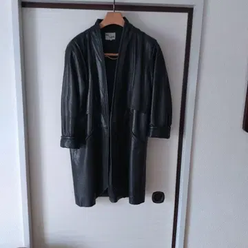 ANGEL LEATHER 블랙 가죽 롱 자켓