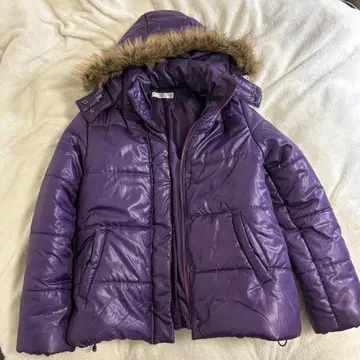 y2k 다운 자켓 보라색 퍼 포함 00s 갸루 남자 그런지 펑크