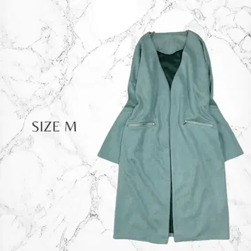 더스티 컬러 지퍼 포켓 럭셔리 무지 롱 코트 M 고품질 가을/겨울