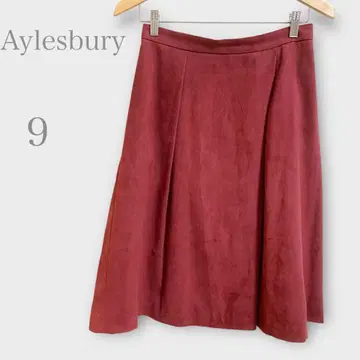 앨리스버리 스웨이드 느낌 플레어 스커트 와인 레드 M 세련된 가을/겨울