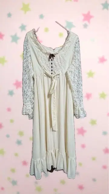 레이스 소매 빈티지 70년대 원피스