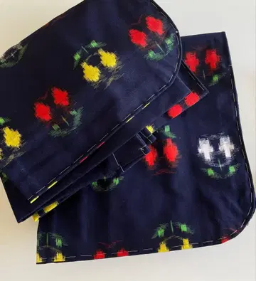 [ 새상품 ] 울 앙상블 기모노 네이비 바탕 꽃무늬